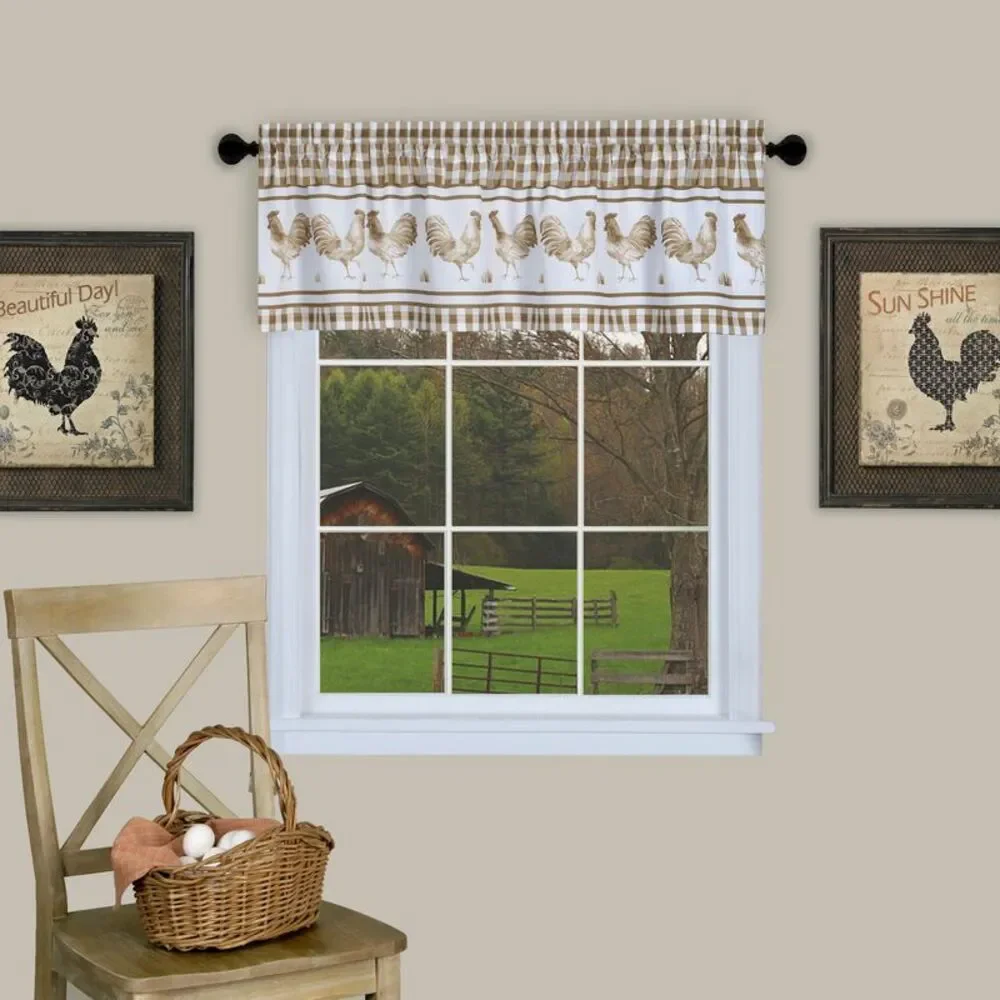 PowerSellerUSA 3 Piece Kitchen Curtain Set, Gingham Tier Pair and Valance,
